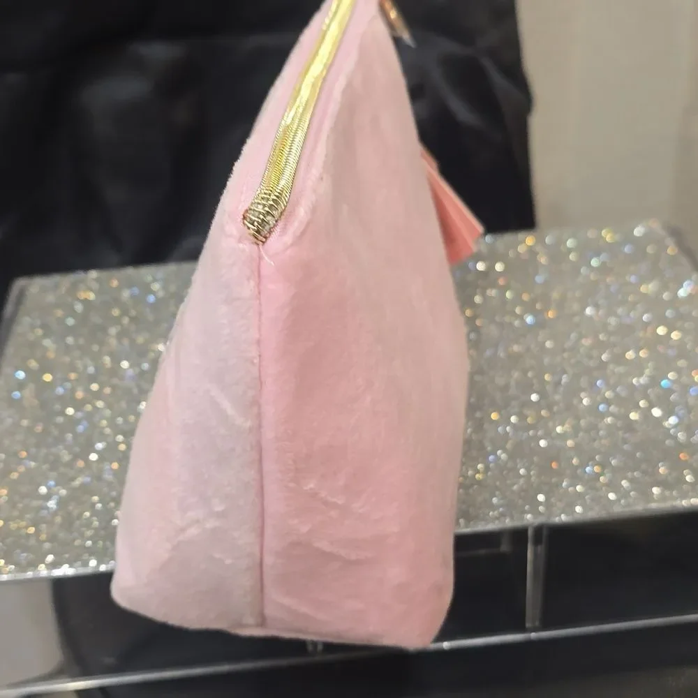 Juicy Couture Gold Signature Logo‎ Embossed Rhinestone Velour Cosmetic Pouch